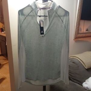 Adidas Light Gray and White Long Sleeve Shirt